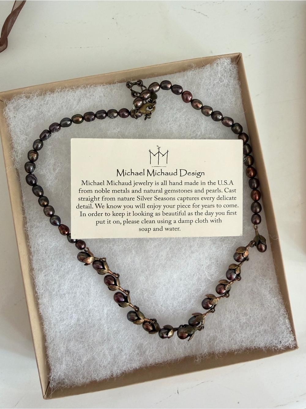 Michael Michaud Design Iridescent Brown Pearl Necklace